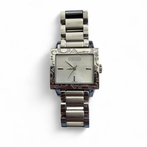 Coach Accessories - Vintage Coach Rectangular Logo Bezel Stainless Steel Watch Silver Y2K
